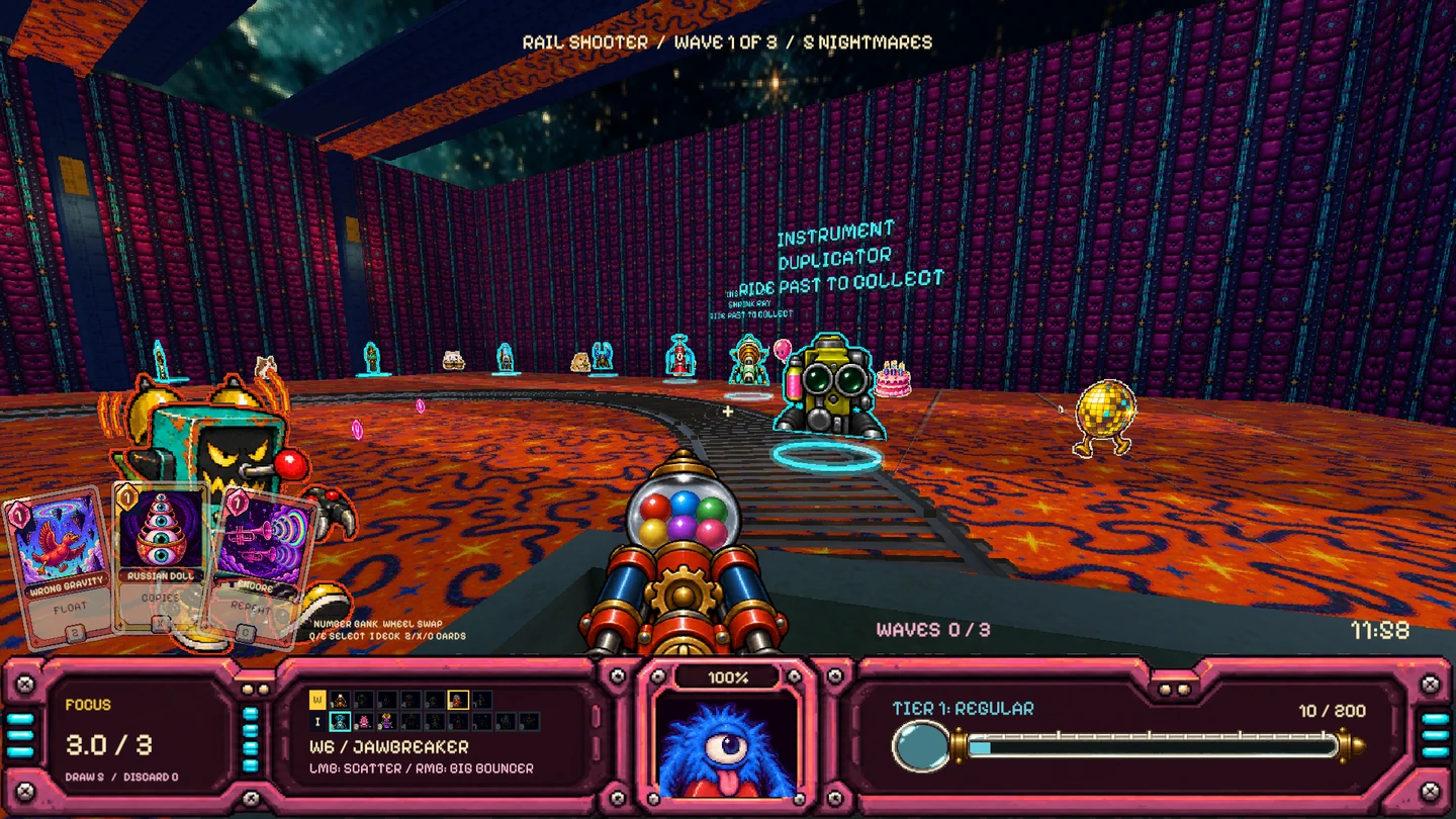 First-person minecart Rail Shooter gameplay